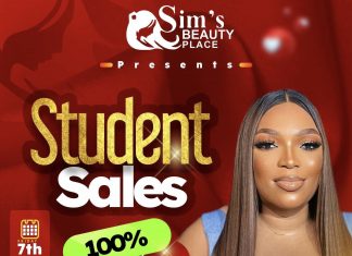 Sim’s Beauty Place Presents Unbeatable Student Sales On 100% Human Hair!
