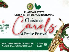 Plateau State Announces Maiden Unity Christmas Carols and Praise Festival
