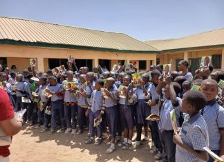 Patience Nyiri Godwin Charity Foundation Awards 40 Scholarships, Distributes Learning Materials in Jos South School Outreach